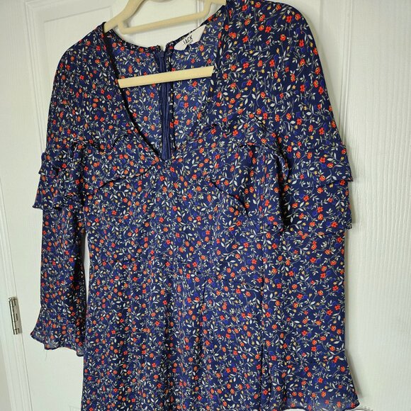 JACK by BB DAKOTA Blue Floral Mini Dress Long sleeves  Size S - Picture 3 of 16